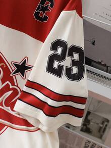 2件套青少年（男童）休闲运动美式加州23印花短袖T恤和短裤套装，春夏款