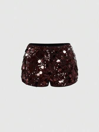 Grunge Punk Women's Sexy Super Low Waist Glitter Sequin Mini Shorts, Suitable For Summer Beach, Graduation, Easter, Concert, Nashville Vacation, Prom, Street Punk, Music Festival
