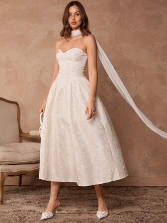 Enchnt Vestido de mujer con tirantes de lazo y textura francesa