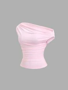 Sweetra Conjunto de blusas elegantes, livianas y versátiles con volantes y hombros asimétricos para mujer, ideal para primavera - Multicolor - Ver 4