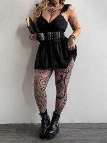 Whyspr Quần legging ôm vừa vặn in kỹ thuật số cỡ lớn cho nữ - màu đen - Xem 6