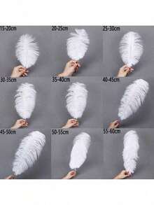 5 plumas blancas artificiales largas, adecuadas para decoración de escenario, decoración de boda, Día de San Valentín, fiesta, arreglos florales y manualidades - Blanco - Ver 14