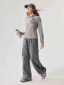 OutZeal 女士冬季保暖运动卫衣，适合露营、徒步等户外活动，长袖设计，带前拉链口袋 - 灰色 - 查看 5