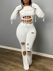 BamGleam Quần len dệt kim dáng dài cạp cao hơi loe màu hồng ôm vừa vặn gợi cảm, trang phục dự tiệc thường ngày du lịch nghỉ dưỡng cho mùa xuân, thu, hạ, đông và thu - trắng - Xem 4