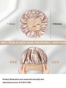 2 件丝绸睡眠帽，缎面发帽，柔软弹力带丝绸睡眠帽，卷发丝绸发带（黑金色）家居浴室装饰夏季发帽，发帽，丝绸发帽，丝绸发帽，丝绸发帽 - 彩色 - 查看 4