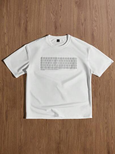 TOKVUE Men's Casual Street Style Bestselling All-Season T-Shirt With Keyboard & Letter Graphic, Suitable For Daily Wear, Home, Gaming, Outdoor Music Festivals, Hangouts, Boyfriend/Husband Gift, Anniversary Gift