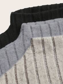 SHEIN LUNE 3件套休闲纯色简约罗纹紧身打底T恤，柔软舒适，秋冬季 - 彩色 - 查看 9