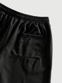 ROMWE MEN Street Life Men's Casual Graphic Print Tank Top & Drawstring Shorts Set - Black - View 7