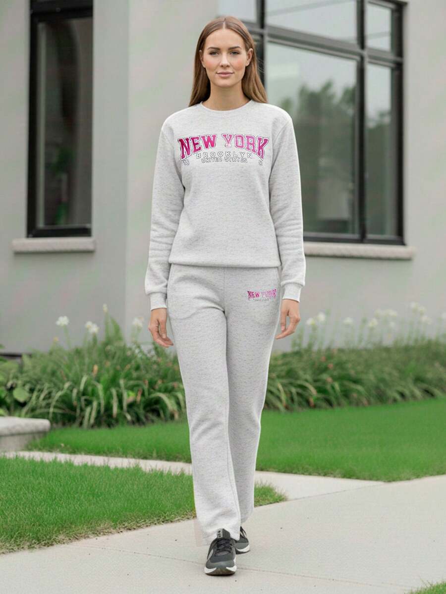 Conjunto Deportivo Mujer Sudadera + Pants Jogger Acampanado - Beis - Ver 1