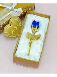 1支玻璃玫瑰迷你水晶花人造花房间摆件办公桌面装饰婚礼派对情人节礼物 - 彩色 - 查看 15