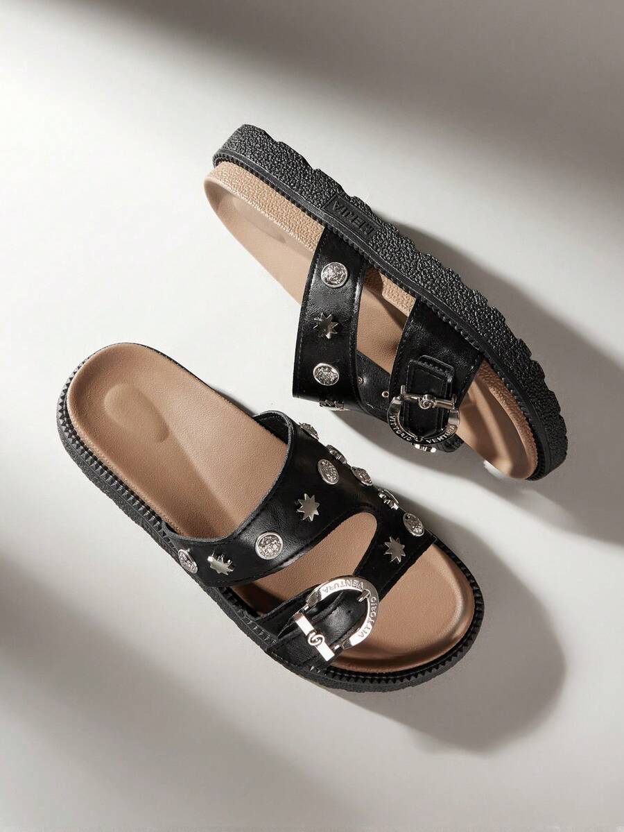 Solecia Women Flat Sandals Summer Casual Versatile - Black - View 1