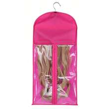 1个假发收纳袋、带防尘罩的假发挂架、拉链式假发夹、假发收纳袋、无纺布假发挂夹（不含假发） - 黑色 - 查看 7