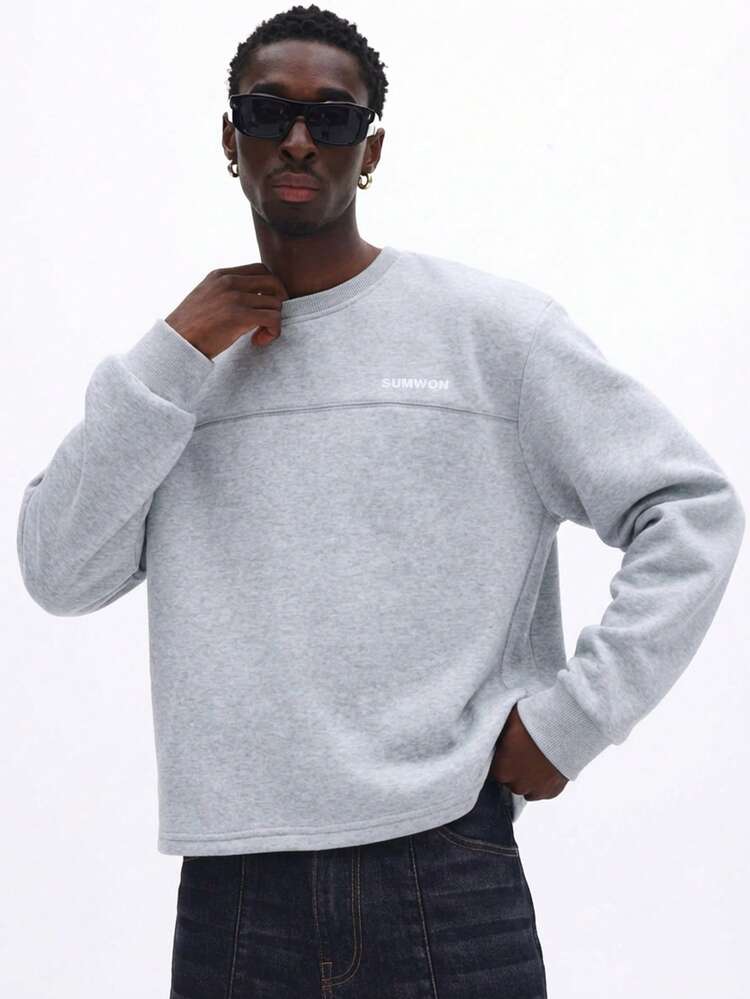 Light Grey Crew Neck Sweatshirt With Text