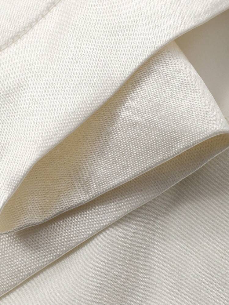 Elegant Solid Color Shirt Dress With Loose Tie Collar For Women