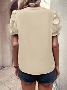 EMERY ROSE Women's Floral Embroidery Notched Collar Shirt For New Year Clothes - Apricot - View 2