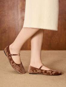 MOTF BAILARINAS CON BORDADO FLORAL PARA MUJER - Marrón - Ver 2