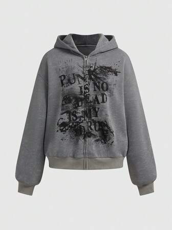 Grunge Punk Sweat-shirt-shirt femme style punk de rue avec imprimé œil et crâne sur la paume