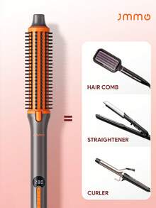 JMMO 3-IN-1 Hot Hair Brush, Rotating Hair Brush Styling Volumizing Curling Sleeking In One Step, 8 Temperatures, Negative Ion-EU Plug - EU C Type Plug(220-240V) - View 1
