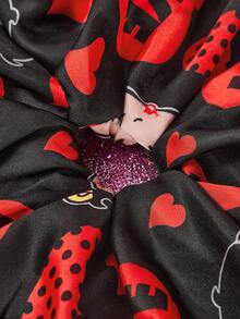 Betty Boop x SHEIN Fashion Design Sense Large Size Hair Band Large Intestine Ring Printing Pattern Ladies Sweet Hair Volume, Love, Kiss,Gift Ideas,Party,Holiday,Valentine's Day - Multicolor - View 5