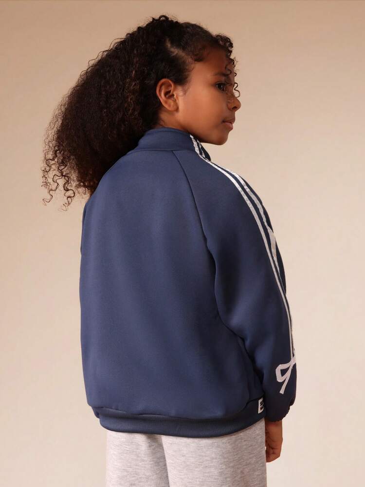 Zip Up Sweatshirt With Bow Print