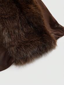 ROMWE Grunge Punk Y2K渐变毛绒拼接透视网纱性感紧身吊带背心 - 棕色 - 查看 4