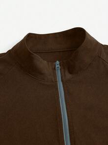 TaskEZ Plain Color Raglan Sleeve Zipper Front Pocket Scrub Uniform Jacket Brown Jacket Womens Jacket Scrub Jacket Fleece Jacket Women Cover Up Jacket - Coffee Brown - View 3