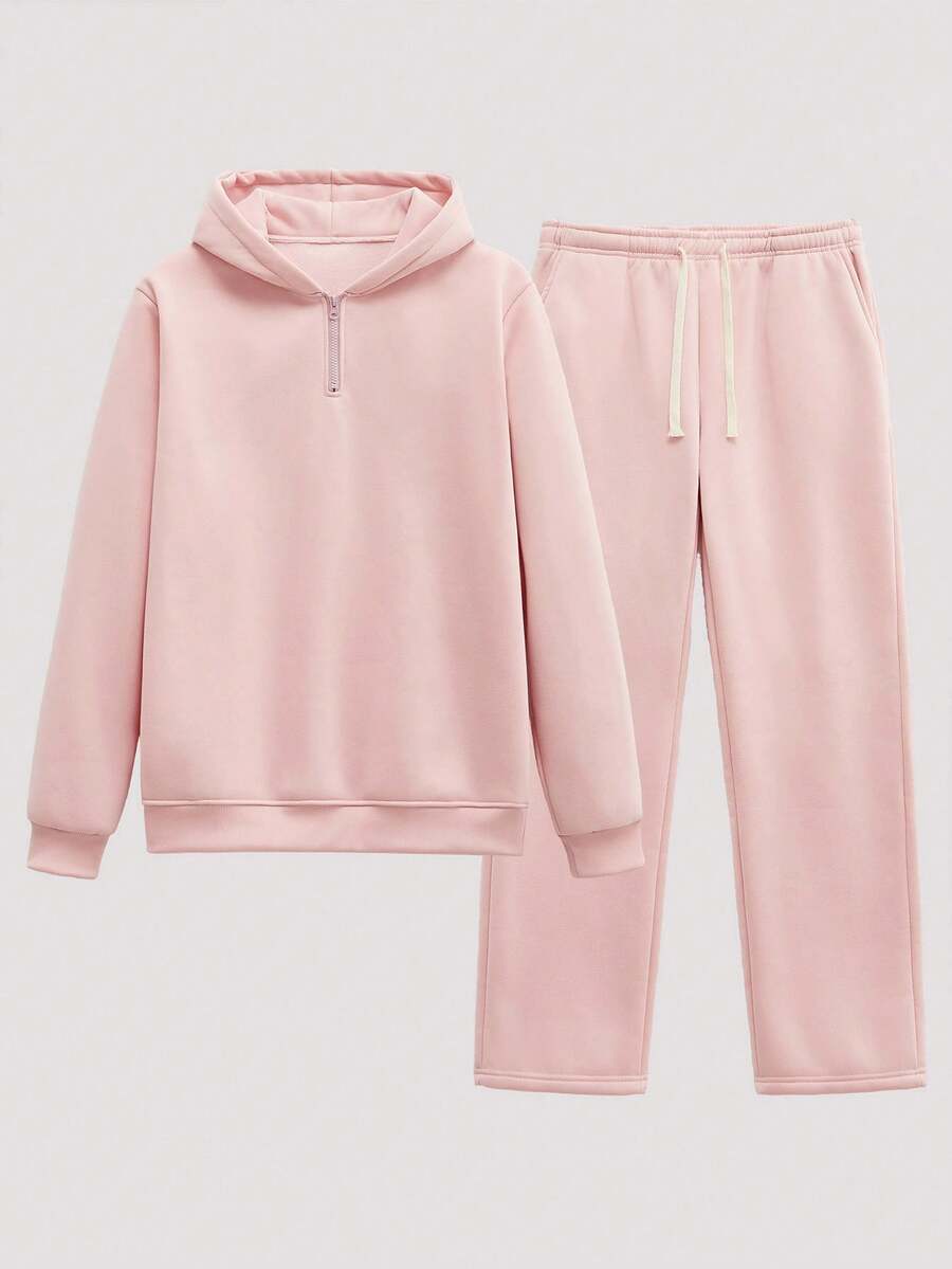 Open Phase 2件套男士秋冬休闲运动连帽运动服套装 - 淺粉色 - 查看 1