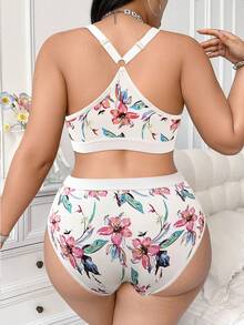 SHEIN 1件大码女士印花舒适无钢圈文胸 - 彩色 - 查看 8