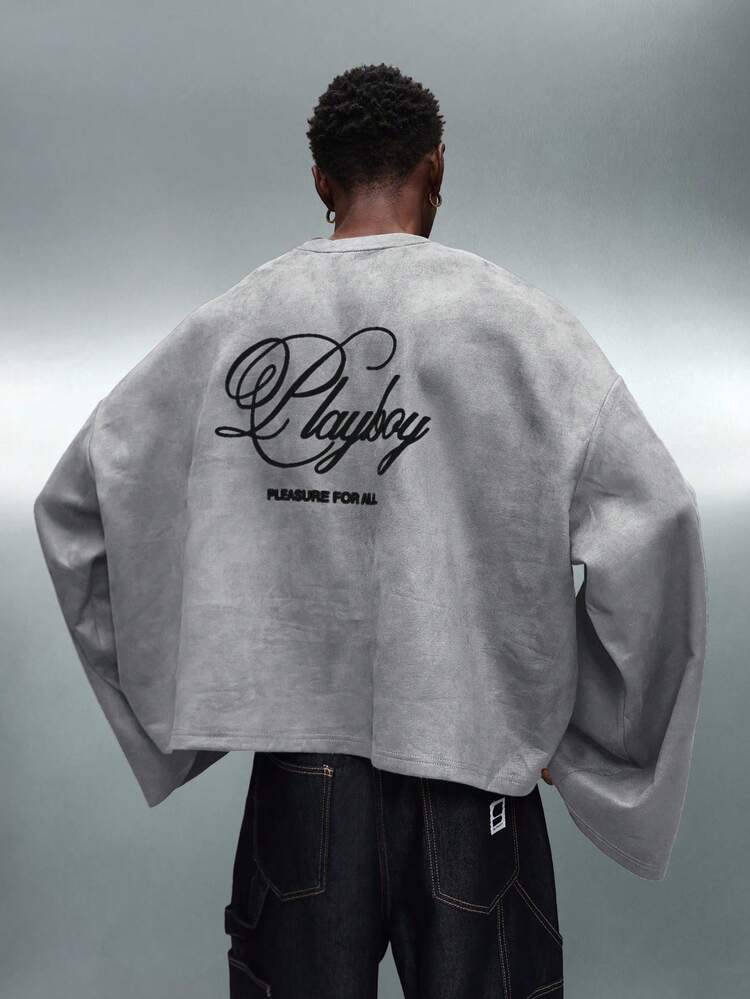 PLAYBOY X SUMWON Oversized Crop Long Sleeve With Script Logo