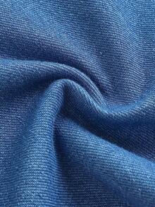 Celana Jeans Biru Tua Model Flare untuk Remaja Perempuan, Celana Ketat Denim Rajut Motif Kelinci untuk Kembali ke Sekolah, Pakaian Kasual Musim Panas Gaya Y2K Vintage Street untuk Sehari-hari - Biru - View 4