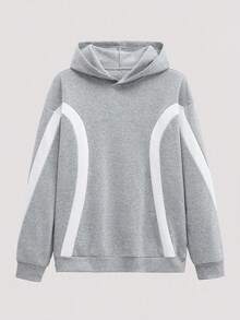 Open Phase 男士休闲宽松连帽运动衫，秋冬 - 灰色 - 查看 1