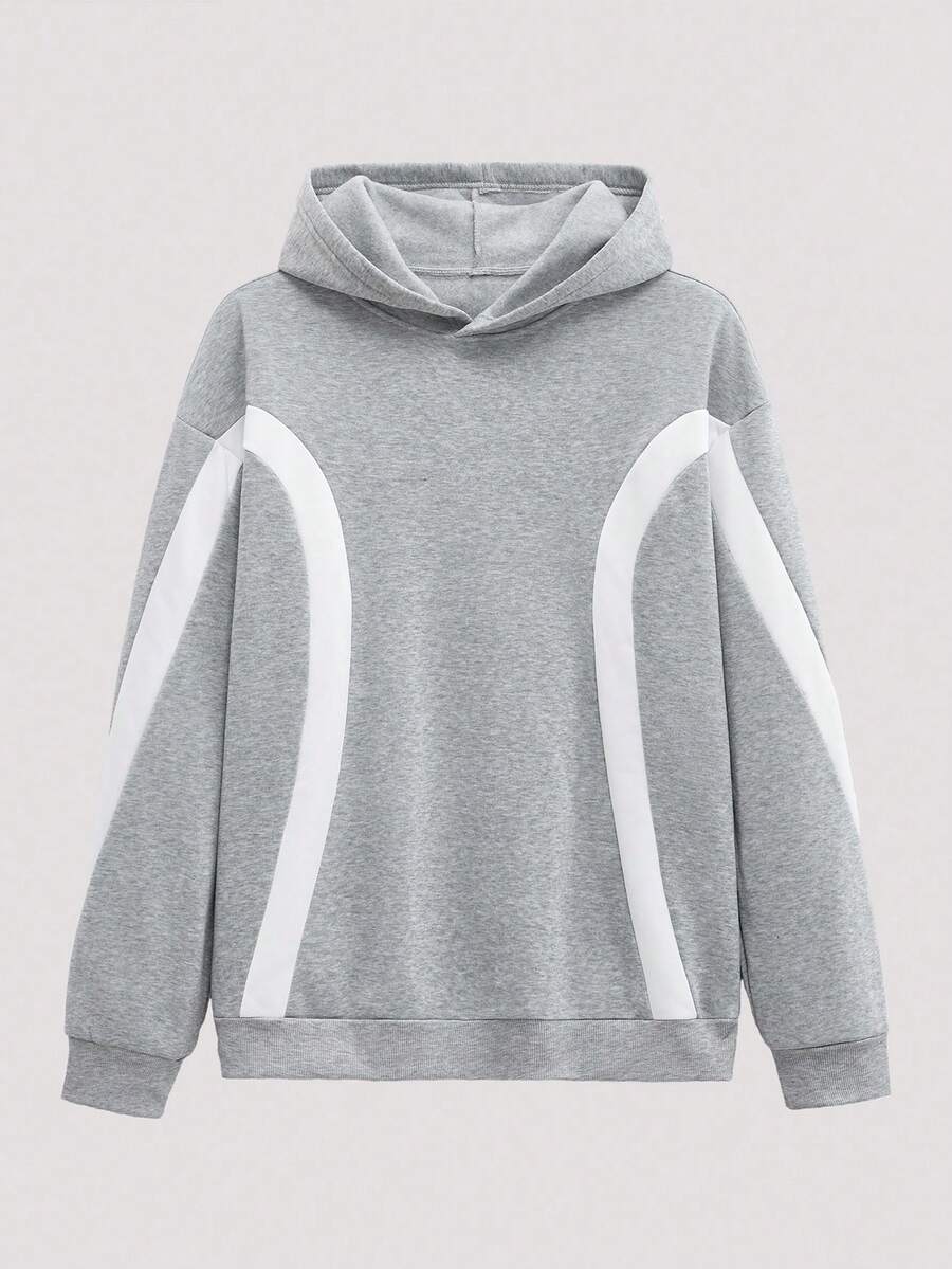 Open Phase 男士休闲宽松连帽运动衫，秋冬 - 灰色 - 查看 1