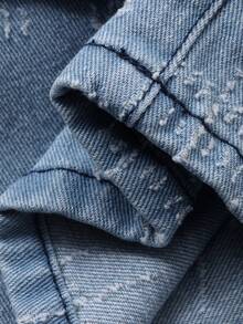 DAZY Women's Pleated Fashion Loose Straight Denim Jacket And Pants Set Y2k - Blue - View 7