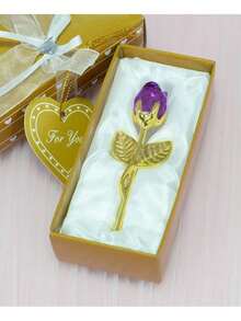 1支玻璃玫瑰迷你水晶花人造花房间摆件办公桌面装饰婚礼派对情人节礼物 - 彩色 - 查看 14