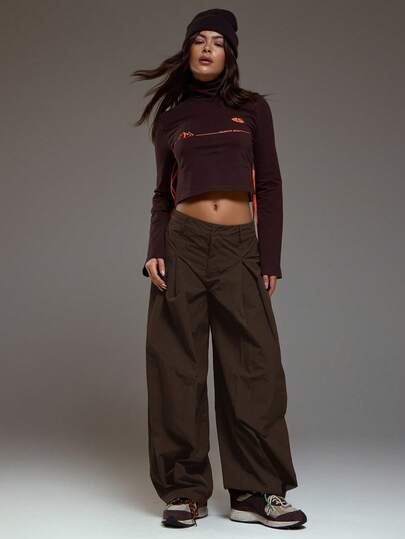 MUSERA 超宽腿褶皱灯笼裤 冬季酷女孩舒适可爱户外探险春季Y2K裤装 夏季休闲裤