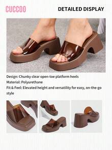 HighSole Dép đế dày đế xuồng đa năng thời trang mùa hè - Cà phê nâu - Xem 5