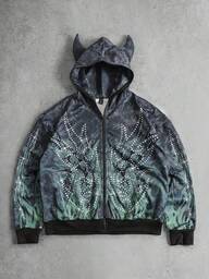 Men's Tie-Dye Print Long Sleeve Zip-Up Hoodie, Loose Fit,