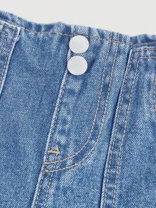 SHEIN Baby Girl Casual Everyday Elastic Waist Wide Leg Jeans - Light Wash - View 3