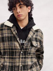 Open Phase 男士时尚休闲格子针织加厚抓绒外套，秋冬INS风，日常搭配，男友/老公礼物 - 黑色 - 查看 8