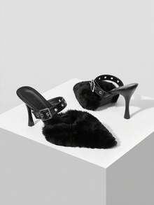 MOTF BOMBAS CON PUNTA PUNTIAGUDA, HEBILLA Y PIEL PARA MUJER - Negro - Ver 9