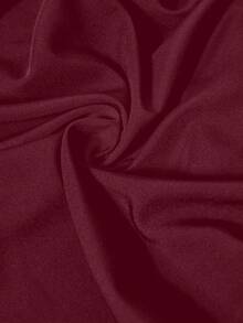 EMERY ROSE Plus Size Black Shirt With Elegant Metal Decor Button - Burgundy - View 7