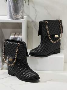 SHUZIA Botines de tobillo acolchados con punta redonda, cómodos y glamorosos para mujer - Negro - Ver 2