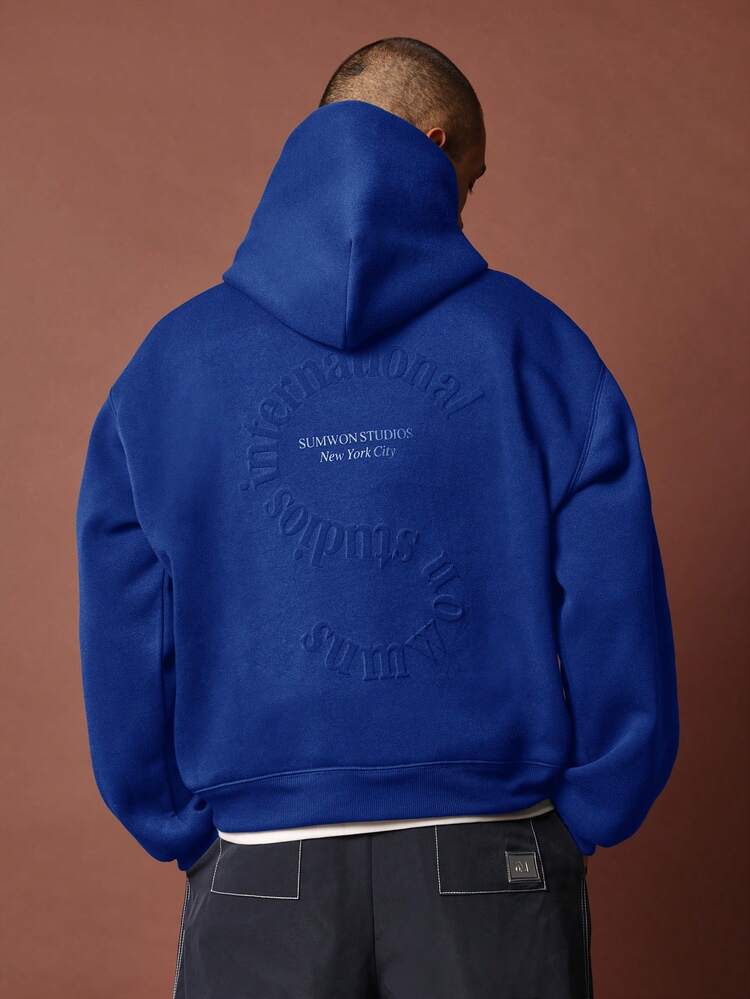 Embossed Logo Pullover Hoodie With Drawstring