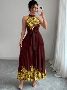 Elenzga 女士夏季优雅碎花宽松吊带连衣裙 - 彩色 - 查看 3