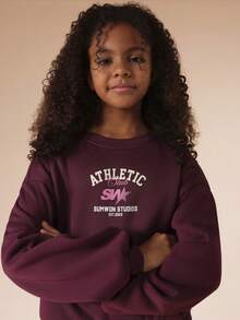 SUMWON Oversized Athletic Club Sweatshirt And Sweatpants Co-Ord Set Crew Neck Long Sleeve Casual Wear Matching Tracksuit Set Vacation - Burgundy - View 6