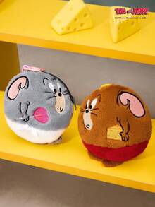 TOM & JERRY X Joivida 超可爱非毛绒填充圆形钥匙扣包挂饰 - 可爱卡通吊坠，柔软毛绒背包配件，甜美时尚包包和钥匙装饰品