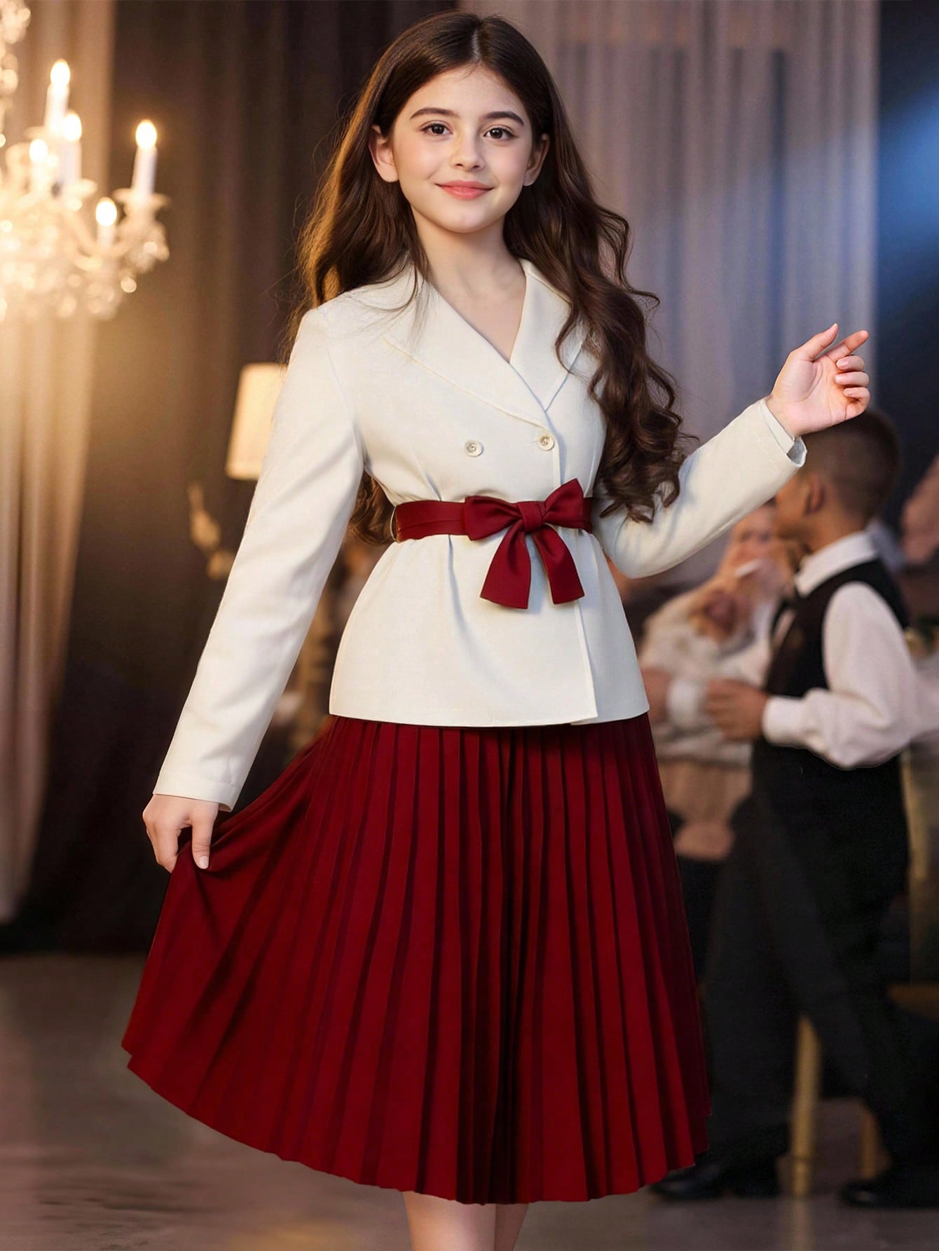 Sparklyn طقم بنطلون وسترة أنيقة ذات ياقة مزدوجة ال...