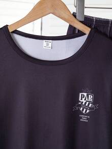 2pcs/Set Teenage Boys' Grey Tiger Print Long Sleeve Top And Pants Casual Loungewear Set - Black - View 5