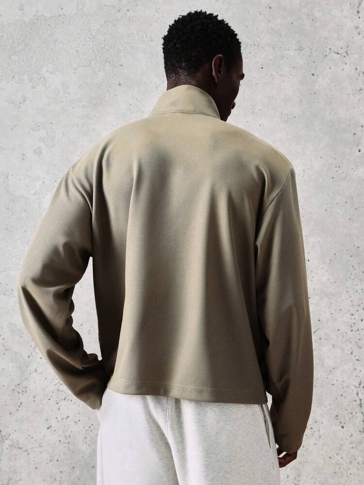 오버사이즈 하프 지퍼 퍼넬넥 스웨트셔츠