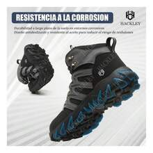 SEGURITO Botas damas trabajo, botas tacticas, impermeables, puntera de acero, planta de Kevlar, suela antideslizante, forro microfibra transpirable, elegante y resistente, ofrece una sensación cómoda al pisar. Adecuado para trabajadores de la construcción, personal de logística, carpinteros, senderismo, actividades al aire libre, trabajo y diversos deportes al aire libre. - Negro - Ver 8